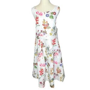 Yumi Size XL Floral Jacquard Midi Skater Dress NEW WITH TAGS Sleeveless Fitted